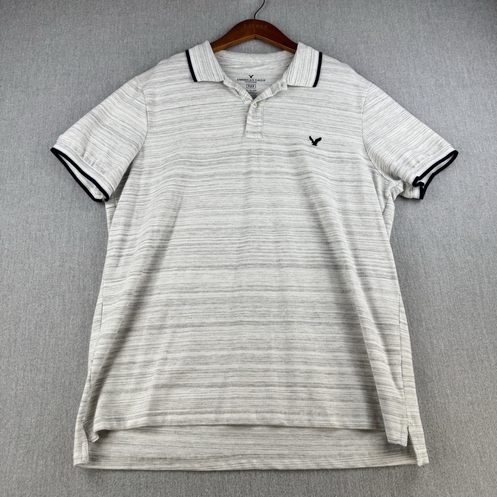 American Eagle Polo Shirt Men XL Gray Space Dye Stretch Casual Classic Fit